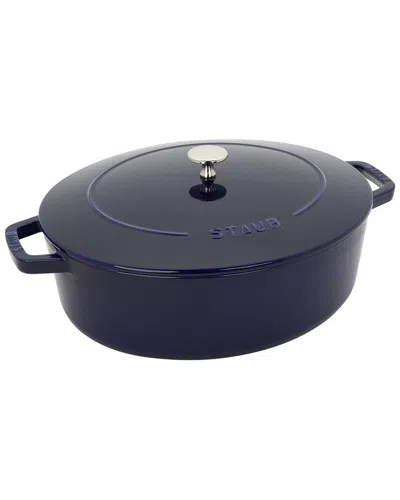 STAUB STAUB CAST IRON 6.25QT DARK BLUE SHALLOW OVAL DUTCH OVEN