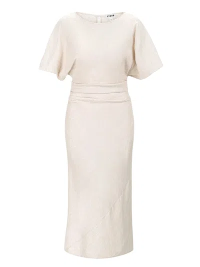 STAUD STAUD AMELIE LINEN MIDI DRESS NATURAL