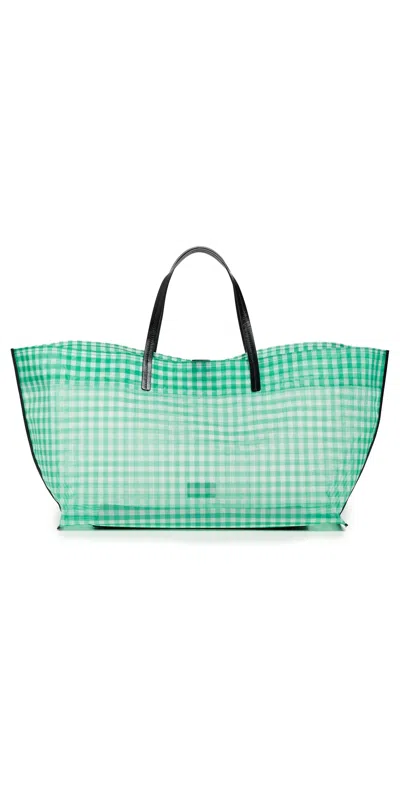 STAUD CHRISTOS LARGE MESH TOTE JADE GINGHAM