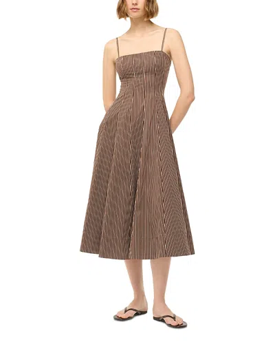 STAUD WYLIE STRIPED MIDI DRESS