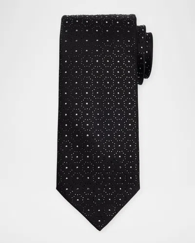 STEFANO RICCI MEN'S CRYSTAL-EMBELLISHED GEOMETRIC SILK TIE