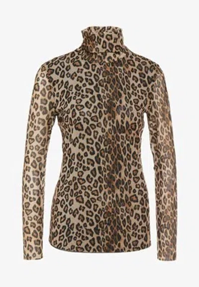 STEFFEN SCHRAUT STEFFEN SCHRAUT JULIA ROLL NECK SHIRT T-SHIRT WILD CAT LEOPARD TRANSPARENT GR.36