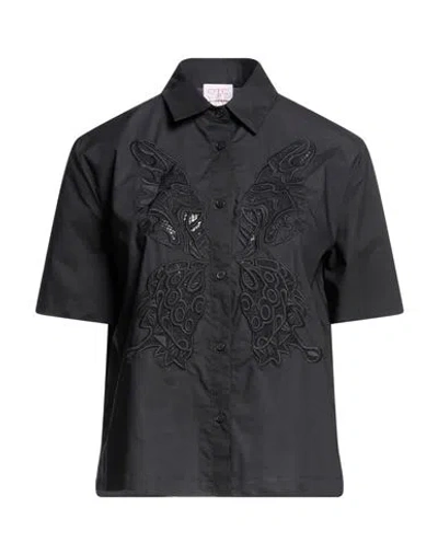 STELLA JEAN STELLA JEAN WOMAN SHIRT BLACK SIZE 10 COTTON