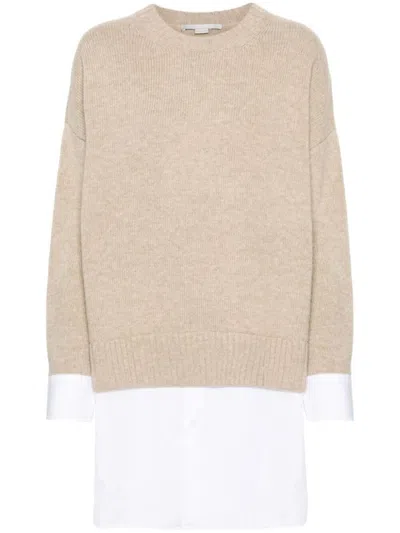 STELLA MCCARTNEY WOMEN BEIGE LAYERED-EFFECT JUMPER, S LUXURY SWEATERS & KNITWEAR FOR WOMEN DARVEYS