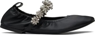 STELLA MCCARTNEY BLACK ELSA CRYSTAL FLOWERS BALLERINA FLATS