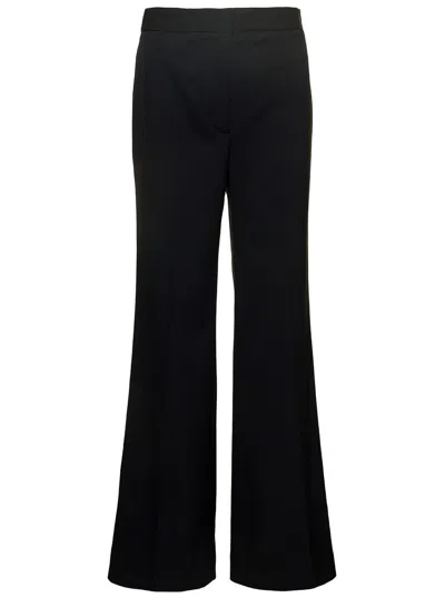 STELLA MCCARTNEY BLACK FLARE PANTS WITH CONCEALED CLOSURE IN STRETCH WOOL WOMAN