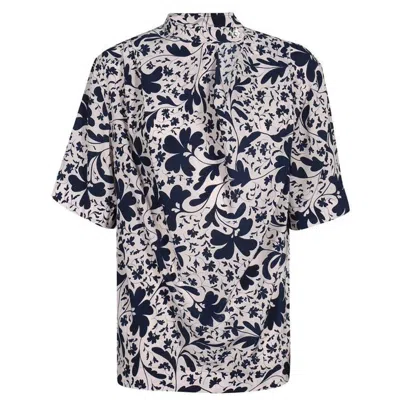 STELLA MCCARTNEY STELLA MCCARTNEY BLUE SILK FORAL PRINT BLOUSE