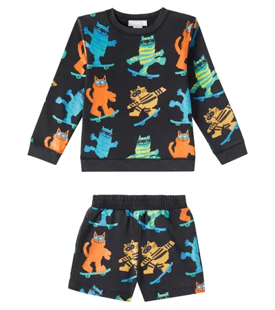 STELLA MCCARTNEY COTTON-BLEND FLEECE SWEATSHIRT AND SHORTS SET