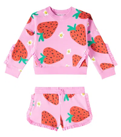 STELLA MCCARTNEY COTTON FLEECE SWEATSHIRT AND SHORTS SET