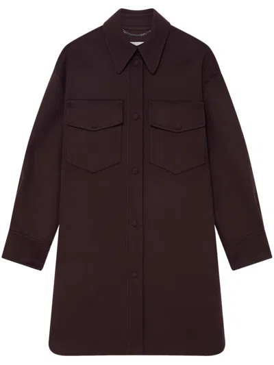 STELLA MCCARTNEY WOMEN DARK BROWN PRESS-STUD FASTENING OVERSHIRT, XXS LUXURY SHIRTS FOR WOMEN DARVEYS