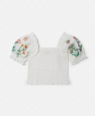 STELLA MCCARTNEY FLOWER EMBROIDERED SHORT-SLEEVE TOP
