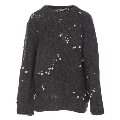 STELLA MCCARTNEY STELLA MCCARTNEY GREY PEARL EMBROIDERED OVERSIZED JUMPER