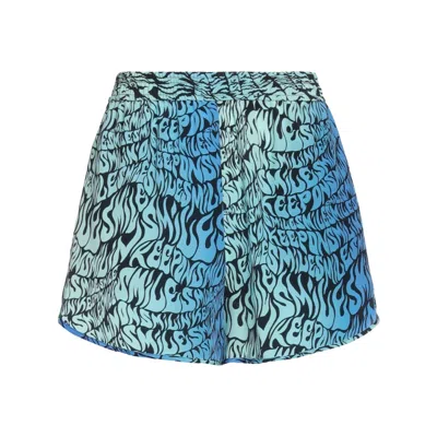 STELLA MCCARTNEY STELLA MCCARTNEY LADIES NAVY BLUE SLOGAN-PRINT SHORTS