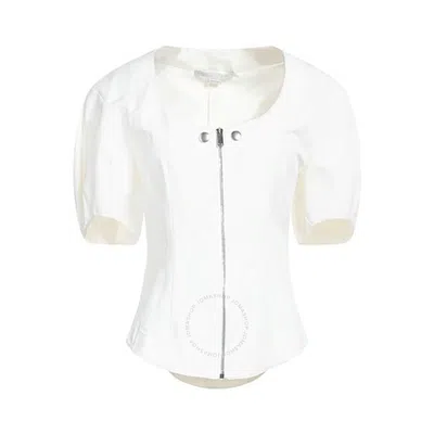 STELLA MCCARTNEY STELLA MCCARTNEY LADIES WHITE PUFF-SLEEVED CREWNECK BLOUSE