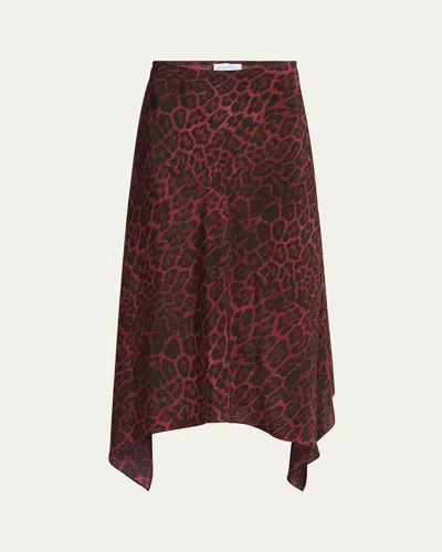 STELLA MCCARTNEY LEOPARD PRINT ASYMMETRIC SILK SKIRT