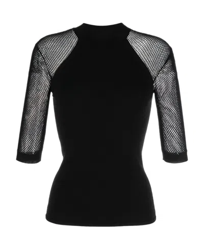 STELLA MCCARTNEY MESH STITCHING KNITTED BLOUSE