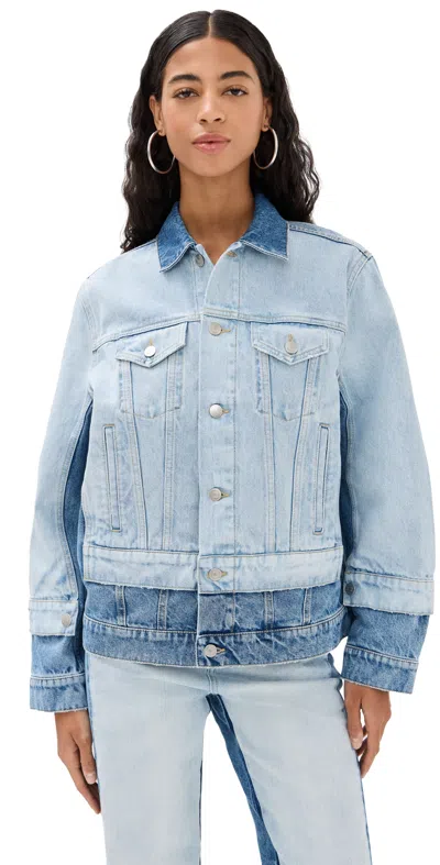 STELLA MCCARTNEY MIXED DENIM JACKET TWO TONAL DENIM WASH