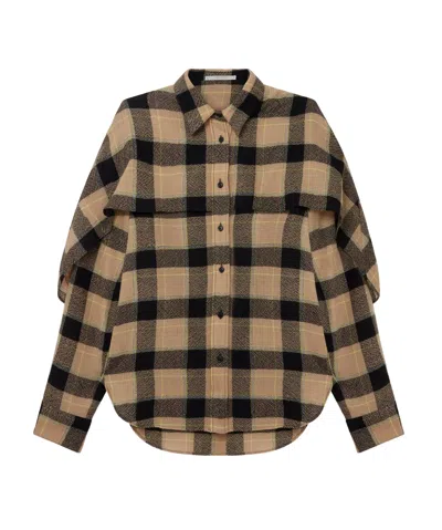 STELLA MCCARTNEY MULTI-LAYERED CHECKED WOOL SHIRT