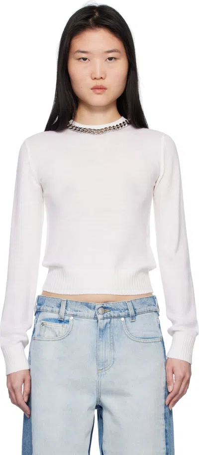 STELLA MCCARTNEY OFF-WHITE FALABELLA CHAIN FINE-KNIT SWEATER