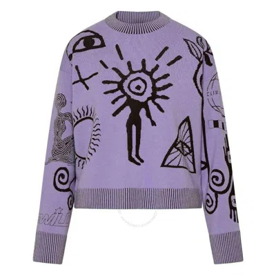 STELLA MCCARTNEY STELLA MCCARTNEY PURPLE GRAPHIC FLOCK ARTWORK JUMPER