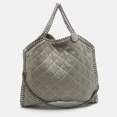 STELLA MCCARTNEY STELLA MCCARTNEY QUILTED FAUX SUEDE FALABELLA TOTE