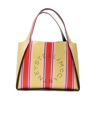 STELLA MCCARTNEY STELLA MCCARTNEY STRIPED LOGO EMBELLISHED TOTE BAG