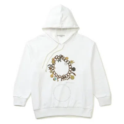 STELLA MCCARTNEY STELLA MCCARTNEY WHITE COTTON BRACELET-PRINT HOODED SWEATSHIRT