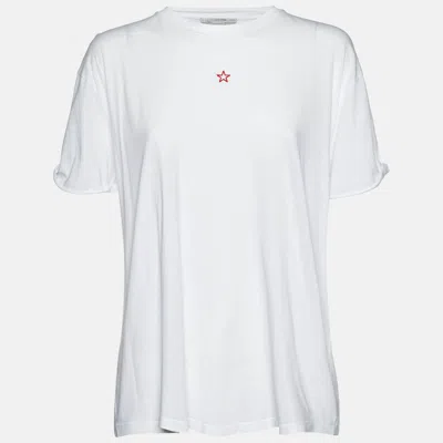 STELLA MCCARTNEY WHITE COTTON STAR EMBROIDERED CREW NECK T-SHIRT M