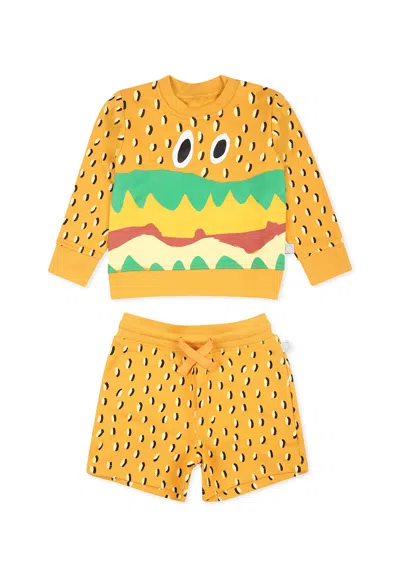 STELLA MCCARTNEY YELLOW SUIT FOR BABY BOY WITH HAMBURGER PRINT