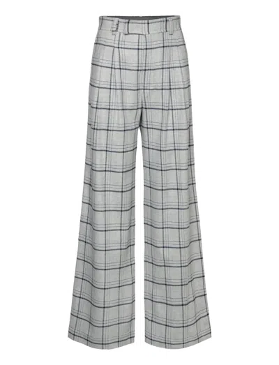 STELLA NOVA WOMEN'S KADDY CHECKED WOOL MIX PANTS IN GREY CHECKS