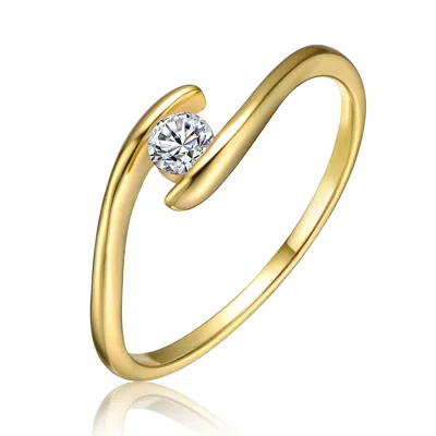 STELLA VALENTINO STERLING SILVER 14K YELLOW GOLD PLATED WITH 0.10CTW LAB CREATED MOISSANITE RING
