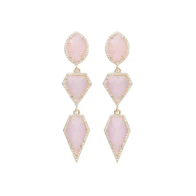 STEPHANIE BROWNE AUSTRALIA WOMEN'S GOLD PINK CHAMPAGNE EARRINGS