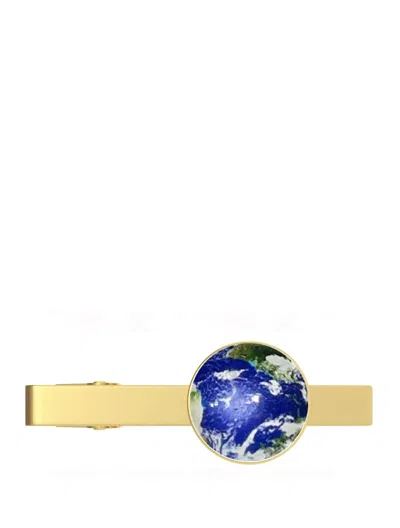 STEPHEN OLIVER 18K GOLD BLUE MAP TIE BAR