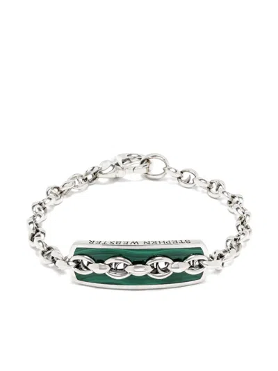 STEPHEN WEBSTER STERLING SILVER THORN ADDICTION INLINE RAZER MALACHITE BRACELET