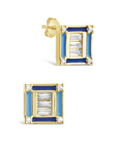 STERLING FOREVER STERLING FOREVER 14K PLATED CZ LUELLA STUDS