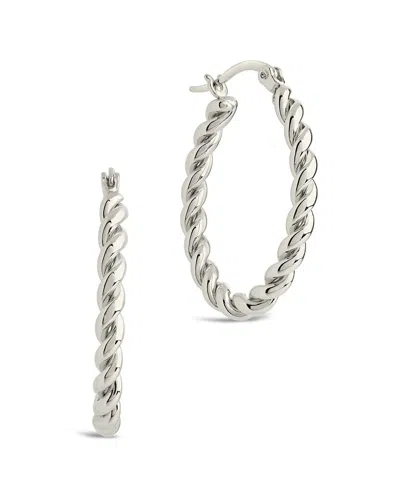 STERLING FOREVER STERLING FOREVER BRAIDED TWIST STATEMENT HOOPS