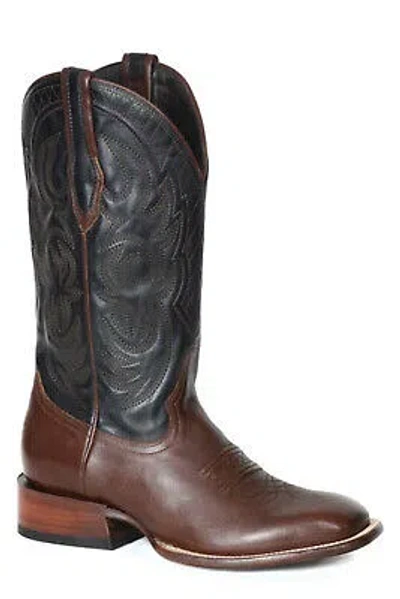 STETSON STETSON MENS FARGO BROWN/BLACK LEATHER 13IN COWBOY BOOTS