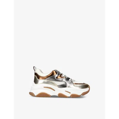 STEVE MADDEN KIDS' JPROGRESSIVE CHUNKY-SOLE MESH AND FAUX-LEATHER LOW-TOP TRAINE