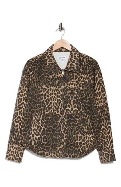 STEVE MADDEN STEVE MADDEN LEOPARD PRINT DENIM UTILITY SHACKET