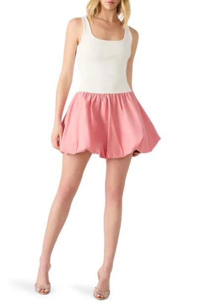 STEVE MADDEN STEVE MADDEN LINNEA MIXED MEDIA BUBBLE HEM COTTON MINIDRESS