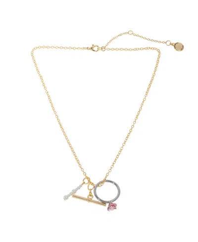 STEVE MADDEN PUNK ROMANCE FAUX CULTIVATED PEARL RING CHARM NECKLACE