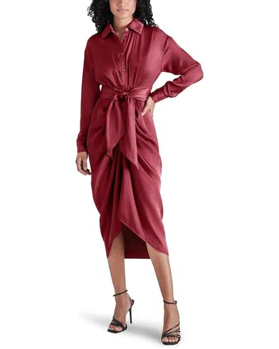 STEVE MADDEN SULA SHIRT DRESS WOMEN'S 4 RED WRAP TWIST FRONT LONG SLEEVE ERK327