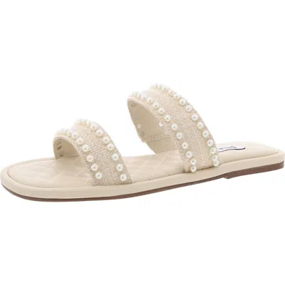STEVE MADDEN WAVE WOMENS EMBELLISHED WOVEN SLIDE SANDALS