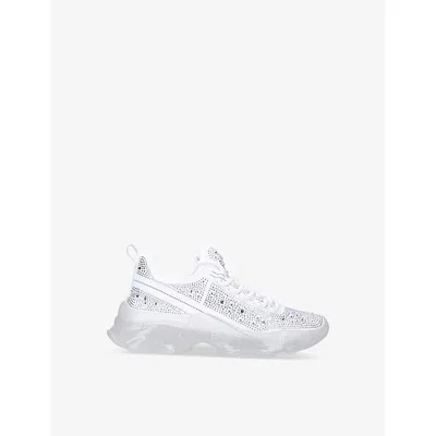 STEVE MADDEN WHITE MAXIMA R STUDDED TEXTILE TRAINERS EUR 30 / 12 UK