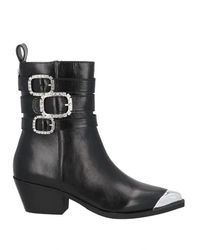 STEVE MADDEN STEVE MADDEN WOMAN ANKLE BOOTS BLACK SIZE 5.5 LEATHER