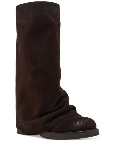 STEVE MADDEN BENTON MID-SHAFT FOLDOVER CUFFED MOTO BOOTS