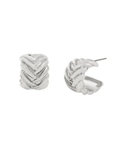 STEVE MADDEN WOVEN HUGGIES HOOP EARRINGS