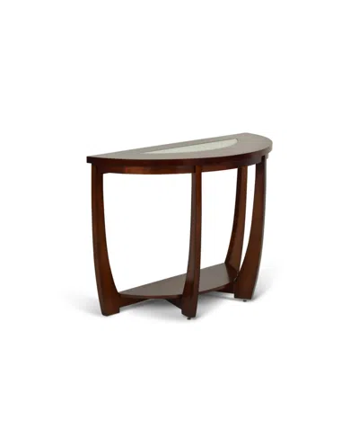 STEVE SILVER STEVE SILVER RAFAEL 45" DEMILUNE MERLOT WOOD SOFA TABLE WITH CRACKED GLASS INSERT