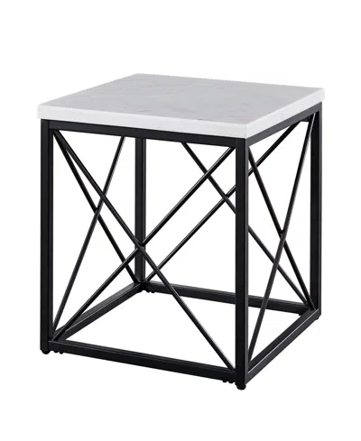 STEVE SILVER STEVE SILVER SKYLER 22" SQUARE MARBLE AND METAL END TABLE