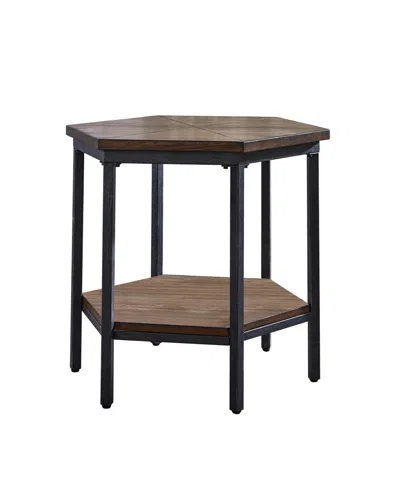 STEVE SILVER STEVE SILVER ULTIMO 24" HEXAGONAL WOOD AND IRON END TABLE